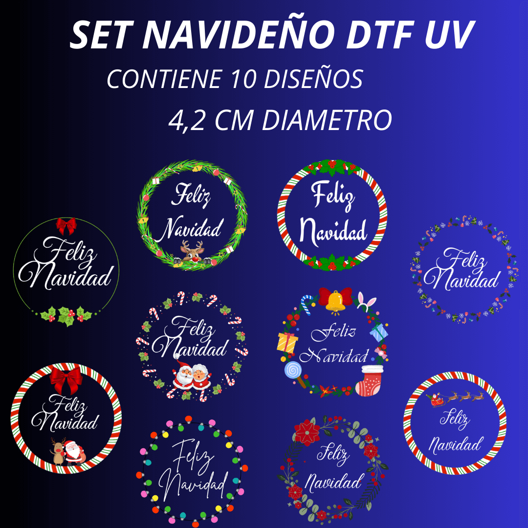 SET STICKER NAVIDEÑOS DTF UV