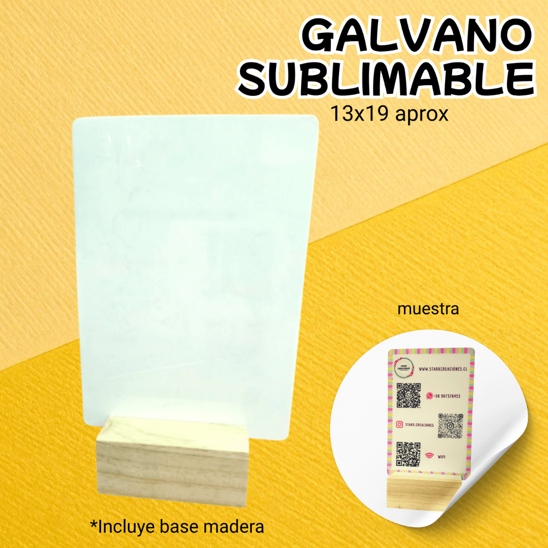 Galvano Sublimable con Base Madera